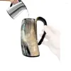 Tasses Viking Brinking Horn Cup Rustic Eau médiéval pour bière Mead Whisky Sac cadeau en bois Tasse avec poignée