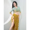 Stage Wear Belly Dance Trait Entrenamiento Gradiente de Gradiente TIPE Top Triangle Hanging Tassel Skirt Set