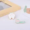 Pins Brooches Protect Tooth Broaches Cute toothbrushes enamel pins denim lapel pins cartoon badges fashionable childrens jewelry gifts WX