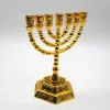 Titulares Judaica Menorah Candelas Religiões Candelabra Hanukkah Candlesticks 7 Braia