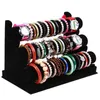 Jóias Stand de jóias Black Velvet Jewelry Chain Bracelet Titular T-Bar Organizador Hard Display Rack Q240506