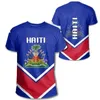T-shirts masculins T-shirt surdimensionné 3d Emblème imprimé drapeau de l'emblème des Caraïbes haïtiens de rue rétro