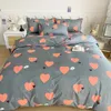 Sängkläder sätter romantiska hjärtuppsättningar söta kärlekshjärtan täcker omslag geometriskt mönster täcke grå reversibelt täcke tvillingkung