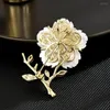Brooches Crystal Flowers Pins Flower Colorful Big Fashion Jewelry Gold Color And Silver Plated Metal Brooch For Women Gift