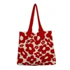 Einkaufstaschen 28GD Elegante Großkapazität Einkaufstasche Handtasche Schulter Strand Blume für Frauen gestrickt Mädchen gehen aus der Schule gehen