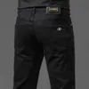 Jeans Black for Men Slimming and Slim Fitting High-end Light Luxury Elastic Versatile Casual Mens Long Pants