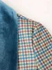 Kvinnorjackor Coat Spring 2024 Fashion Long Sleeve Velvet Paneled Tweed Blazer For Women Casual Chic Ladies Suit