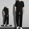 Top Pantals Sets Kpop Short Quarter Sleeve Tracksuit Corée Style T-shirt Man Costumes Sports Summer Aesthetic Cool XL Mens Vêtements 240506