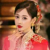 Haarclips Himostory Chinesische rote künstliche Samtblume Alte Kostüm Hanfu Accessoires Retro Hochzeit Braut XiUhe Kopfschmuck Schmuckstücke