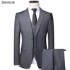 Erkekler Suits Blazers Erkek Düğün Seti 3 Parçalar 2 Set Ceket Zarif Tank Tops Tops Pantolon Lüks İş Kore'ye 2024'te Ücretsiz Teslim Edildi Q240507