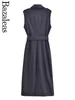 Casual jurken 2024 vrouwen zbza elegante dubbele borsten met riem dame jurk streep midi officiële wereldwijde winkel