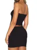 Casual Dresses 2pcs Sexy Cut Out Bodycon Set Women Strapless Tube Tops Mini Skirts Outfits Summer Streetwear