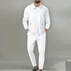 Lapel Slim Fitting Male coat Waffle zipper pocket Long Sleeved Sportswear man Cardigan jacket set Pants elegant Mens clothing 240429