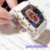 Male RM Wrist Watch Womens Series 52.63x34.4 mm Calendrier mécanique automatique Femme pour femmes en céramique blanc Set RM037 Red Lips