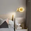 Lampa ścienna Nordic Wszystkie miedziane sypialni łóżko Minimalistyczny lekki luksusowy pierścień salonu dekoracyjny pierścień