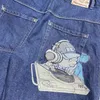 Short masculin y2k shorts harajuku hip-hop caricature graphique brodé sac de denim short gym