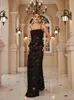 Abiti casuali Occasione formale Maxi Black Appliques per feste danzanti lunghe donne eleganti e belle