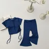 Ensembles de vêtements pour bébés filles en deux pièces sur des tenues de t-shirt à manches courtes coréennes pantalons à manches courtes coréennes à manches