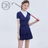 Vêtements de golf Ensemble à manches courtes Été Nouveaux vêtements Fashion V-Neck en dentelle Pantalon Pantalon Pantalon pour femmes