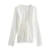 Camicette femminile camicia in raso 2024 Fashion estate con texture rifinita per donne eleganza chic ladies top