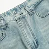 Jeans masculinos uprakf perna direta rasgada de streetwear de verão básica moda moda high street outono casual jeans azul