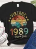 T-shirt féminin rétro 1989 T-shirt original pour 35e anniversaire cadeau créatif fille maman femme fille rétro t-shirt vêtements2405