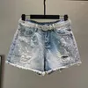 Frauen Jeans weibliche Sommer -Denim -Shorts Frau Diamant Perlen Quasten glänzend schick
