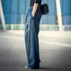 Damesbroek capris oude taille slanke brede poot jeans vrouw high strt vintage nieuw contrast losse vloer denim broek Jean vrouw kleding y240504