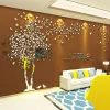 Aufkleber 3D -Baum Acrylspiegel Wandaufkleber Abziehbilder DIY Art TV -Hintergrund Wall Poster Schlafzimmer Wohnzimmer Wallstickers Home Dekoration