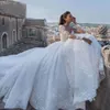 Med ras långärmare eleganta klänningar v-ringning applique fläck snörning bollklänning bröllopsklänning skräddarsydd vestidos de novia