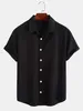 Chemises de robe masculine Nouveau 2024 Couleur de mode d'été Couleur solide Short Sle Classic Shirt Casual-Down 100% Polter Plain Basic Shirts For Men D240507