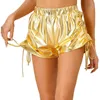 Shorts femminile Donne Shiny Metallic Pole Dance Clothes Summer Ladies Fashion Sidestring Pants Rave Party Night Clubwear