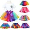 Tutu-jurk 3M-8T Mini Pettiskirt Party Dance 2024 Tutu Rok Baby Girl Rooks Princess Rainbow Tulle Skirts Girls Kleding Kinderen Kleding D240507
