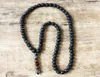 Bijoux de vigne unisexe perles en bois Black Lava Mala Stone avec Noir Men's Hematite Bouddha Pendentif Rosaire Collier5756522