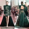 Elie Saab Neck High Low Backless Sweep Sweep Sweep Train A Line Evening Lace Parken Applique Formele jurken Satijnen feestjurk 0431