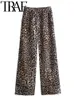 Pantalon féminin Gal 2024 Summer Leopard Imprimé Femmes Ligne élastique Élastique haute taille Pantalon pantalon en liberté Y2K