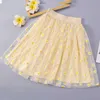 tutu Dress Summer Girls Flower Floral Tutu Skirts For Kids Childrens Clothes Mesh Pleated Princess Tulle Bust Skirt 4 6 8 10 11 12 Years d240507