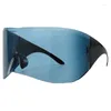 Солнцезащитные очки уникальная маска большая рама Y2K для женщин, мужские, винтажные негабаритные очки для гонщиков