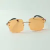 Neueste Stil High-End-Designer Sonnenbrille 3524022 Hochwertige Schneidlinse natürliche schwarze Holzschlempel Gläser Größe: 58-18-135 mm