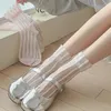 Femmes chaussettes filles chaussettes dames rétro en maille transparente soie en verre invisible ultra-préparant en dentelle cristalline fabuleuse cheville élastique élastique