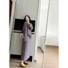 Arbeitskleider Gkyocq Purpur Rock Set Strick gerade A-Linie junge Dame Langarm Langarm koreanische Mode zieht Winter reine sexy trendige Kleidung