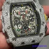 RM Mechanical Wristwatch RM11-03 White Moissanite Diamond Round Cut Automatic Luxury Men's Watch