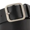 Gürtel 2xWomen PU Ledergürtel Verstellbarer weiblicher Bund für Rockhosen Hosen 90 cm schwarze Silberschnalle