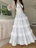 Jupes Kusahiki Korean Style en dentelle Jupe à gâteau pour les vacances d'été pour femmes polyvalentes A-Line haute taille Mujer Faldas