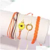 Bracelets de charme Bangle Bohemian Bijoux Sunflower Daisy Chaîne de corde réglable Bracelet Bracelet à la main Perles de semences faites à la main Drop de Dhauk