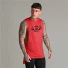 Herentanktops verlengen Cut Off Gym Fitness Sport Vest Heren Bodybuilding Tank Tops Fashion Hip Hop Training Open Side Slelless Cotton T Shirts Y240507