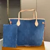 10a große Kapazität Einkaufstasche Carry Totes alle nie gm volle Handtasche Luxusdesigner Denim Bag Mode auf der Tasche Go Einkaufstasche Blau Jeans Geldbörse Reisetaschen