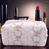 Cosmetic Bags Women Aesthetic Toiletry Purse Large Capacity Cotton Padded Organizer Bag Zipper Closure Cute Storage Handbag Female Travel