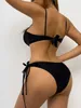 Dames Swimwear Ruotonept Sexy Solid Color Bandage Push Up Bikinis Sets Swimsuit Woman 2024 Low TaistedSwimwear Beach Bathing Suit tweedelig Y240506