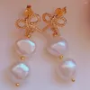 Boucles d'oreilles en peluche blanche baroque perle rouge corail 18k de mariage or de mariage argent argent minimaliste clip-on de la mariée de bureau